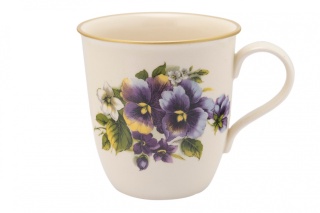 Kubek z motywem bratków do herbaty z Mieroszowa