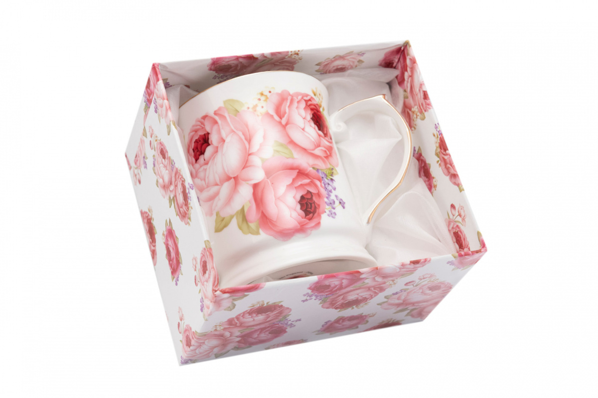 Kubek z porcelany róża francuska Fusaichi Pegasus kwiaty