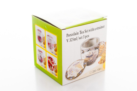 Komplet kubek z zaparzaczem orientalny paw do herbaty kawy