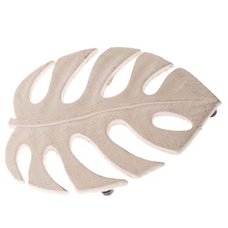 Podkładka podstawka żeliwna na stół pod garnek monstera biała