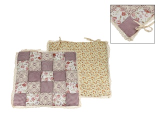 Poduszka na krzesło patchwork ozdobna bordowa w różyczki