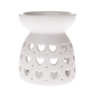 Porcelanowy kominek na wosk olejek zapachowy biały serca