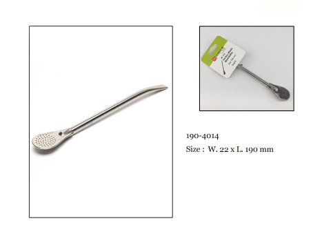 Stalowa bombilla do herbaty yerba mate 18,9 cm srebrna