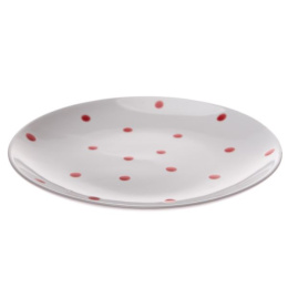 Talerz obiadowy płytki ceramiczny 26 cm biały w kropki