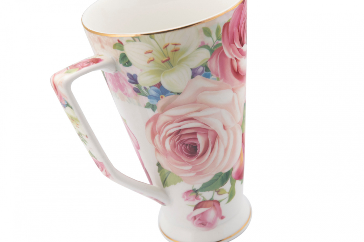 Wysoki kubek do herbaty kawy róża różowa Fusaichi Pegasus