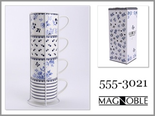 Zestaw 4 kubki na stojaku Magnoble na prezent kwiaty