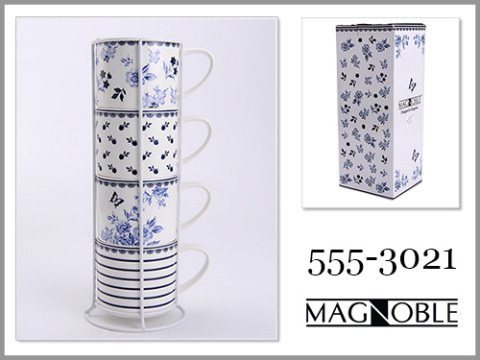 Zestaw 4 kubki na stojaku Magnoble na prezent kwiaty