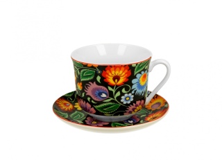 Komplet filiżanka jumbo ze spodkiem Etnic kwiaty do herbaty