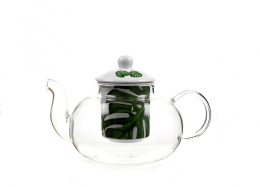 Zestaw szklany dzbanek z filtrem do herbaty Monstera liście