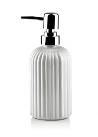 Biały dozownik na płyn mydło z pompką Ari White szklany