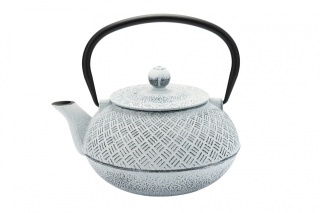 Dzbanek żeliwny do herbaty biały z sitkiem 800 ml matowy