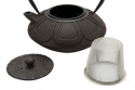 Dzbanek żeliwny niski do herbaty brązowy z sitkiem 850 ml