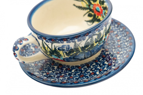 Filiżanka z ceramiki Bolesławiec oryginalny artystyczny wzór