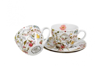 Zestaw dwie filiżanki ze spodkami White na prezent kwiaty