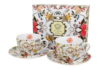 Zestaw dwie filiżanki ze spodkami White na prezent kwiaty