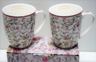 Komplet dwa kubki porcelanowe na urodziny kwiaty meadow