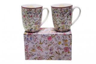 Komplet dwa kubki porcelanowe na urodziny kwiaty meadow