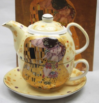 Komplet filiżanka z imbryczkiem tea for one Klimt Pocałunek