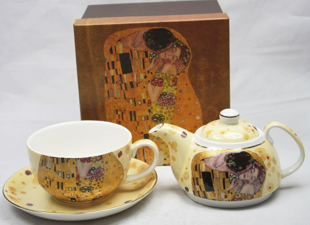 Komplet filiżanka z imbryczkiem tea for one Klimt Pocałunek