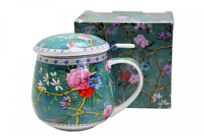 Komplet kubek beczułka zaparzacz przykrywka kwiaty meadow