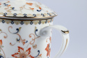 Komplet kubek z zaparzaczem i przykrywką do herbaty kwiaty