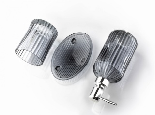 Komplet łazienkowy szklany Ari Grey 3 elem. szary mydelniczka