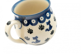 Kubek z ceramiki Bolesławiec beczułka koty