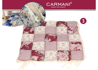 Poduszka na krzesło patchwork ozdobna bordowa kratka koronka