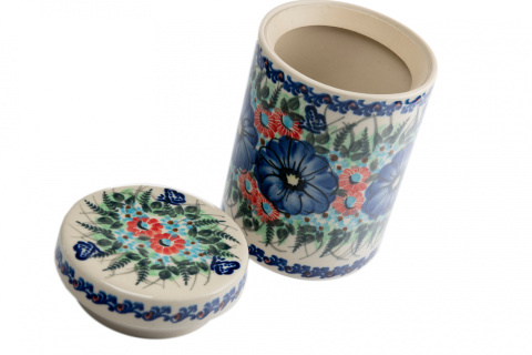 Pojemnik kuchenny bez napisu z motywem kwiatowym Bolesławiec