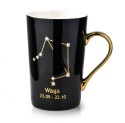 Czarny kubek do herbaty kawy znak zodiaku Waga na prezent