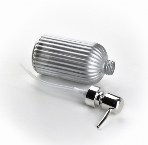 Dozownik na płyn mydło z pompką Ari Silver szare szkło