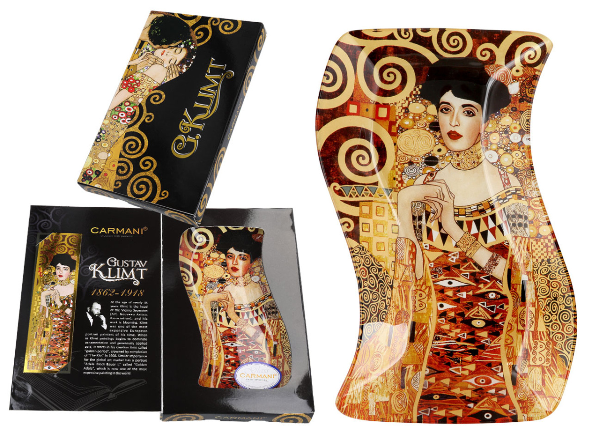 Talerz szklany dekoracyjny Carmani Klimt Adela na prezent