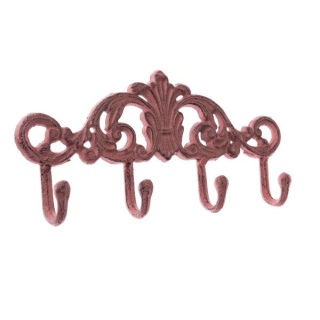 Wieszak żeliwny ścienny różowy do powieszenia haczyki