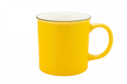 Żółty prosty kubek do herbaty kawy w pudełku na prezent