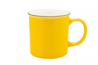 Żółty prosty kubek do herbaty kawy w pudełku na prezent