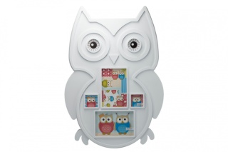 Biała ramka na 4 zdjęcia do powieszenia na ścianę sowa