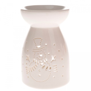 Biały kominek na wosk olejek zapachowy bałwanek święta zima