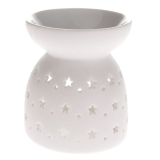 Biały kominek na wosk olejek zapachowy gwiazdki święta