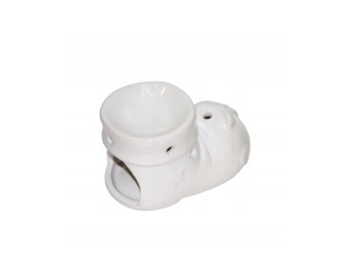 Biały kominek na wosk olejek zapachowy bucik but święta