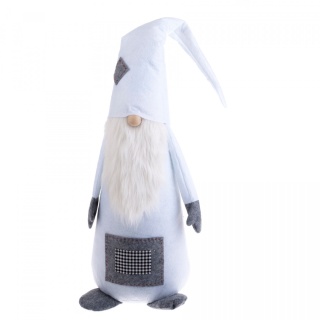 Biały materiałowy skrzat stojący figurka filcowa święta