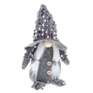 Materiałowy skrzat szary stojący figurka filcowa święta