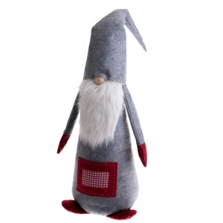 Duży materiałowy skrzat szary stojący figurka filcowa święta