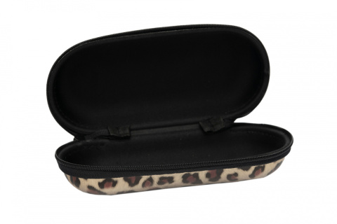 Etui pokrowiec na okulary złota panterka na zamek suwak