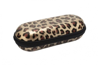 Etui pokrowiec na okulary złota panterka na zamek suwak