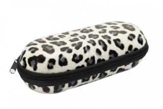 Etui pokrowiec na okulary biała panterka na zamek suwak