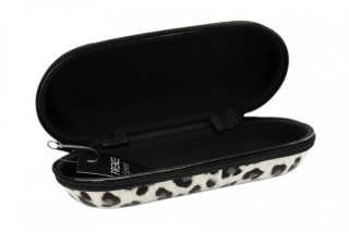 Etui pokrowiec na okulary biała panterka na zamek suwak