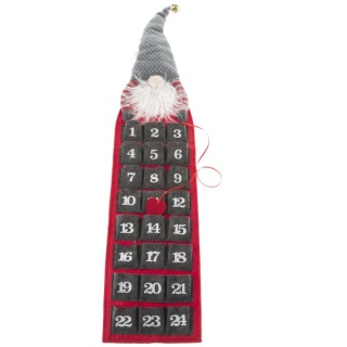 Kalendarz adwentowy materiałowy krasnal dla dzieci na słodycze