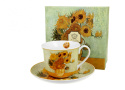 Komplet filiżanka jumbo ze spodkiem do kawy słoneczniki Gogh