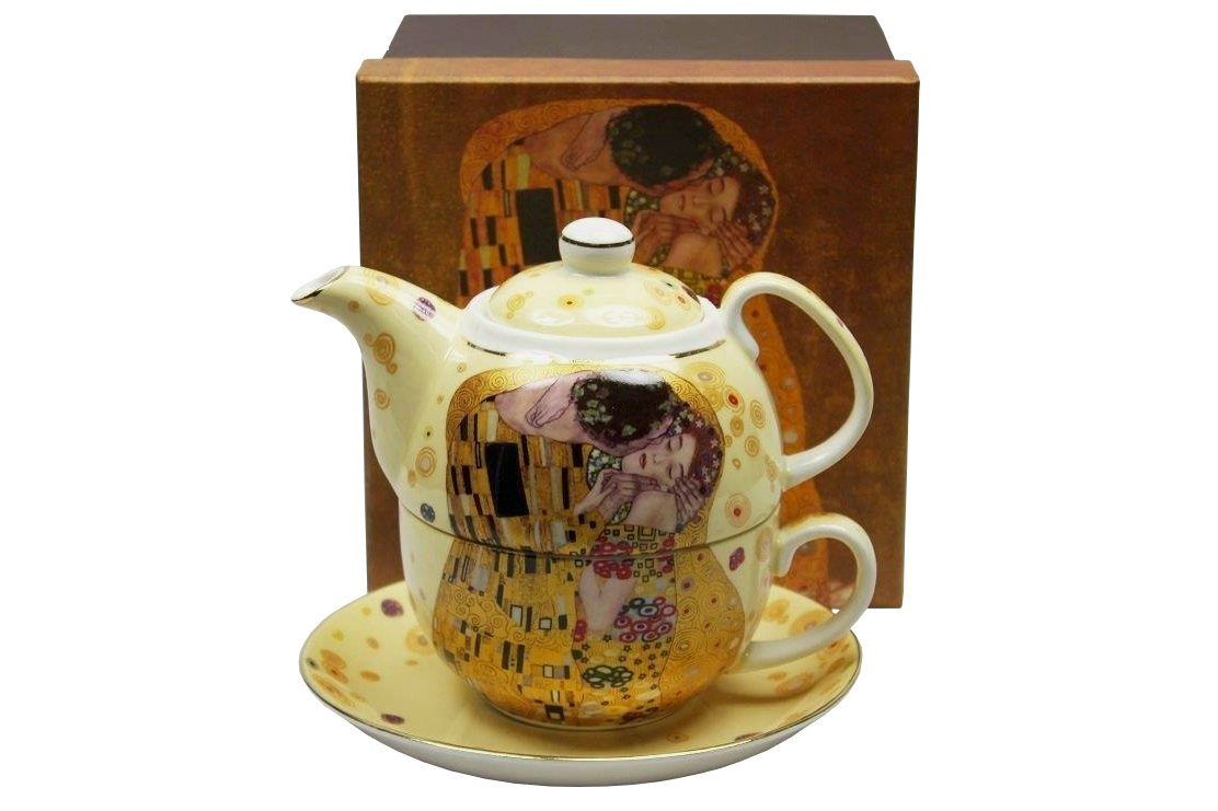 Komplet filiżanka z imbryczkiem tea for one Klimt Pocałunek