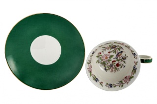 Komplet filiżanka zielona do kawy ze spodkiem w pudełku